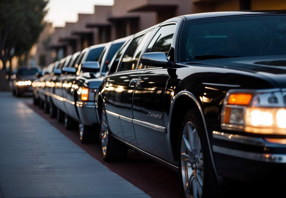 parked limos on red carpet